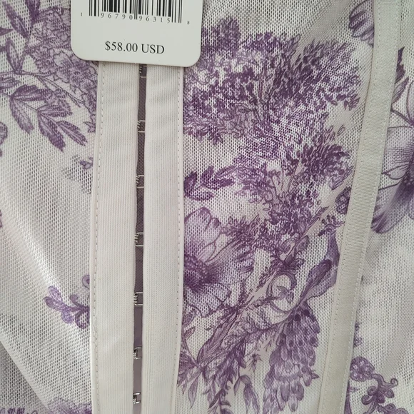 Free People Night Rhythm Floral Corset Bodysuit Ivory Combo Large NWT - Picture 4 of 6